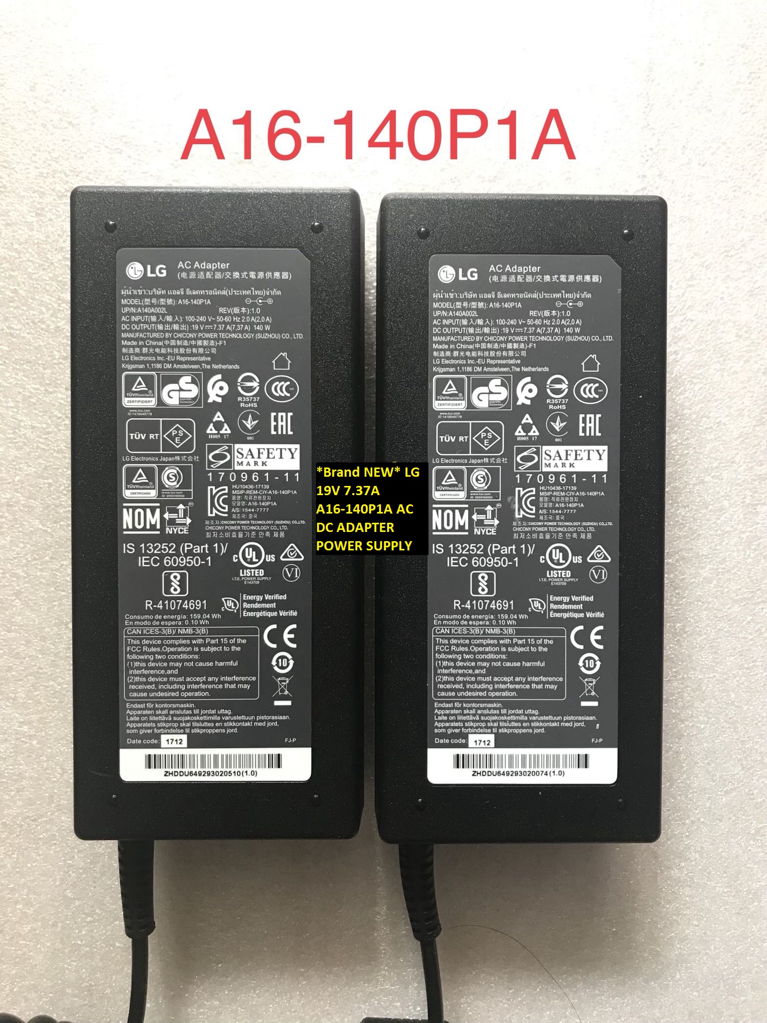 *Brand NEW*POWER SUPPLY 19V 7.37A LG A16-140P1A AC DC ADAPTER